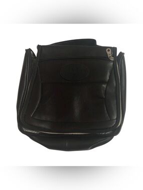 Black Leather Portable DVD Player Zipper Case